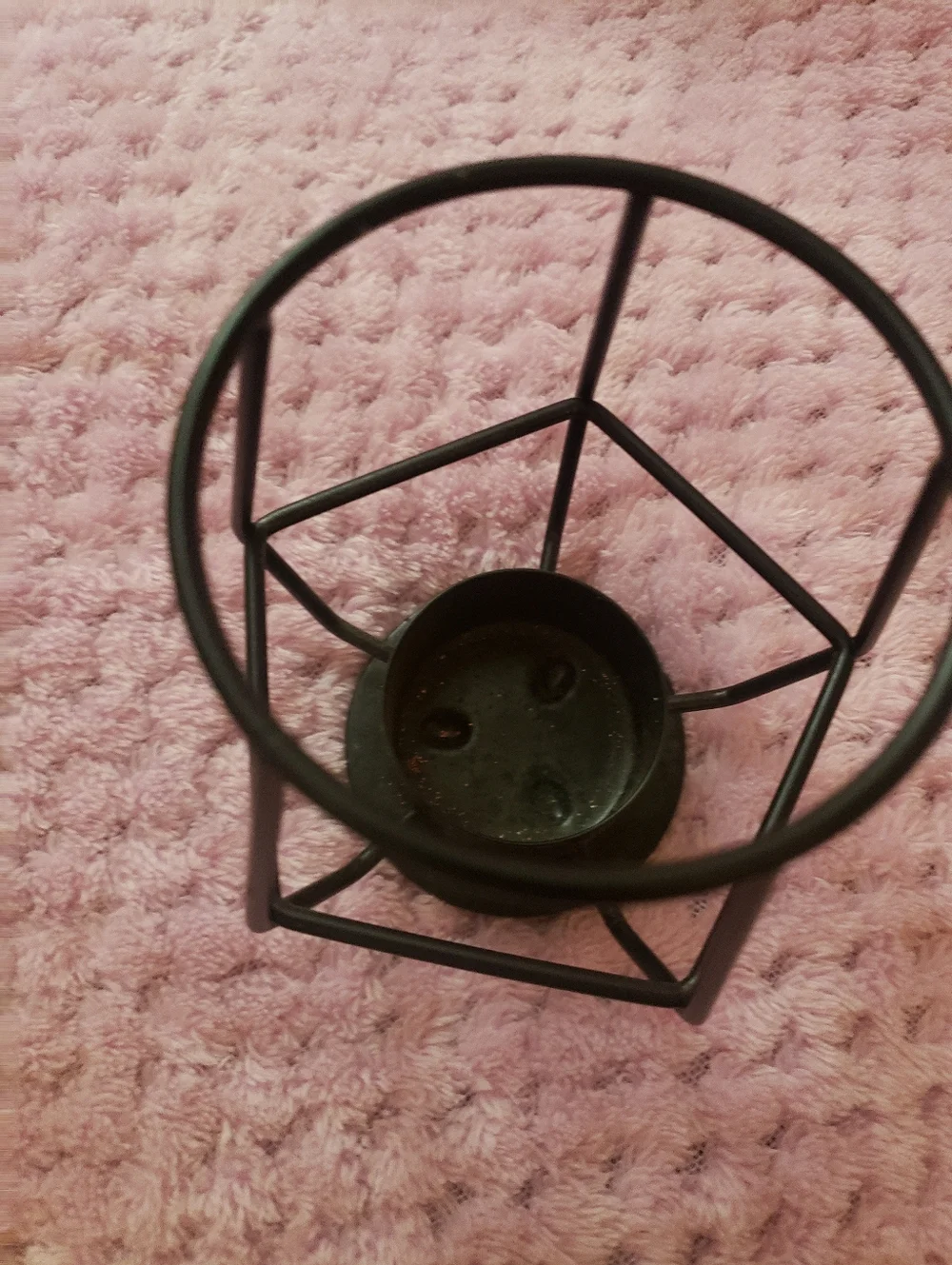 NWOT IKEA PÄRLBAND Black Geometric Wire Candle Holder Set of 2 Large & Small